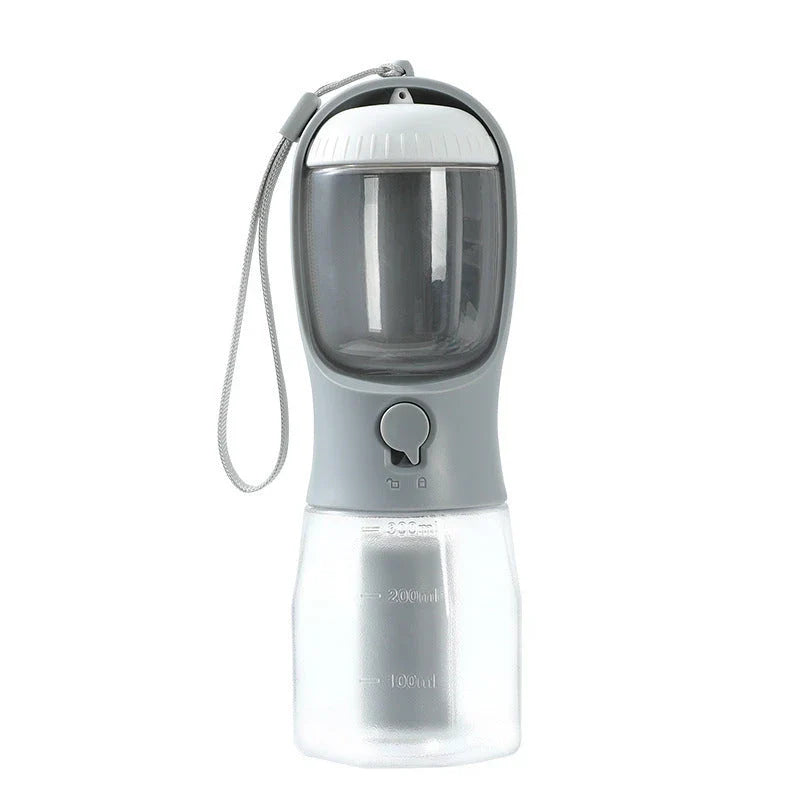 A 3-in-1 pet travel set featuring a water dispenser, food container, and waste bag holder in various color options