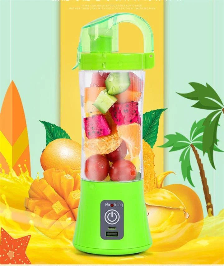 Portable USB Rechargeable Fruit Juicer Blender with 400mL Juice Cup in Blue, Pink, and Green Colors