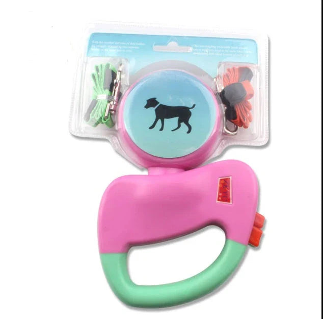 Premium retractable dual dog walking leash made of durable nylon material, offering hands-free control and adjustable length for dogs of all sizes.
