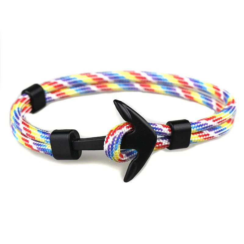 Anchor Bracelet featuring a nautical symbol on a cotton-linen rope