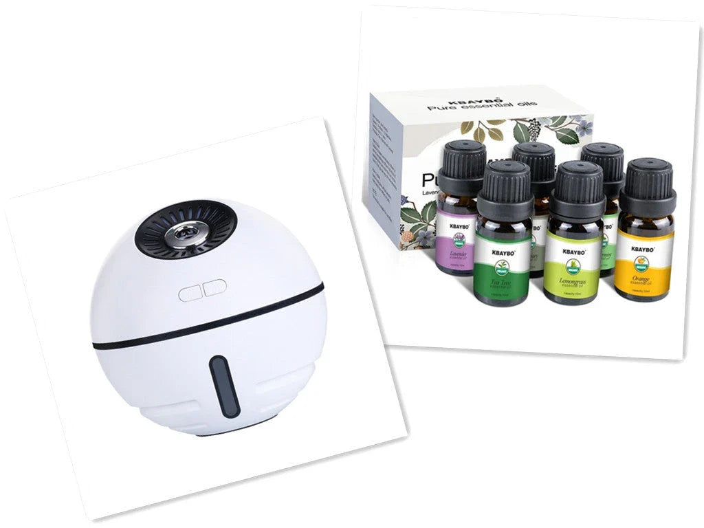 Cordless humidifier with rechargeable battery, LED lighting, and compact design for home or office use