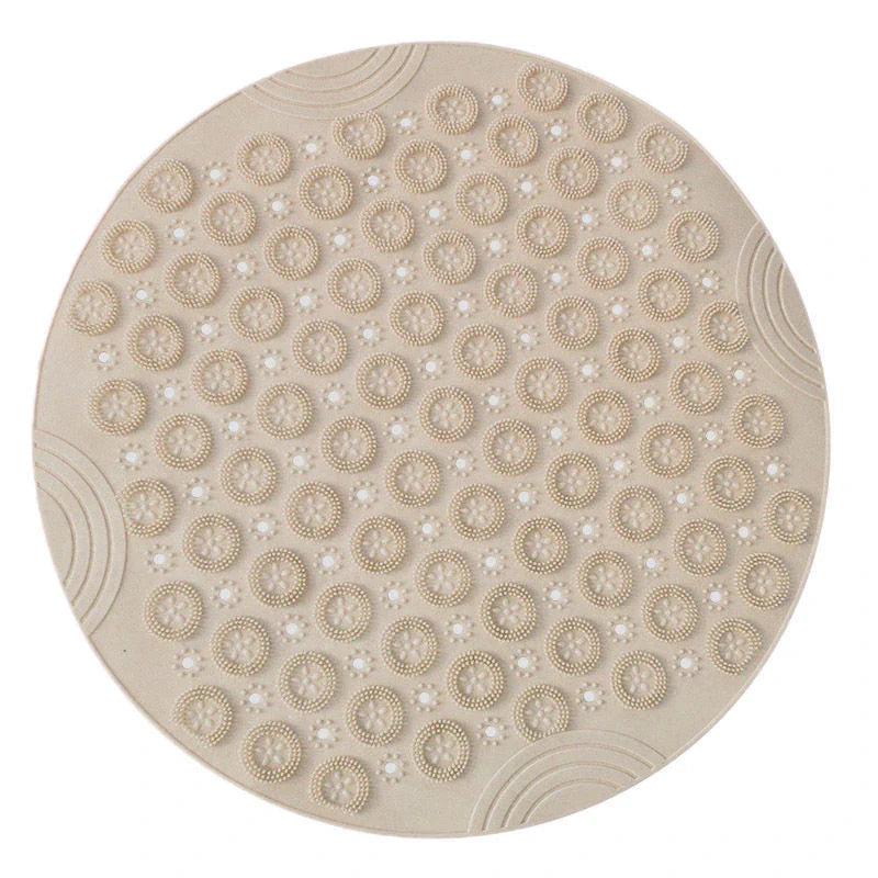 Premium PVC round shower mat with textured surface for massage and non-slip grip