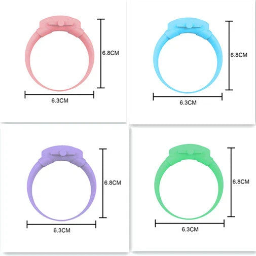 Premium wearable hand sanitiser dispenser bracelet in various colours, made with durable silicone TPU material