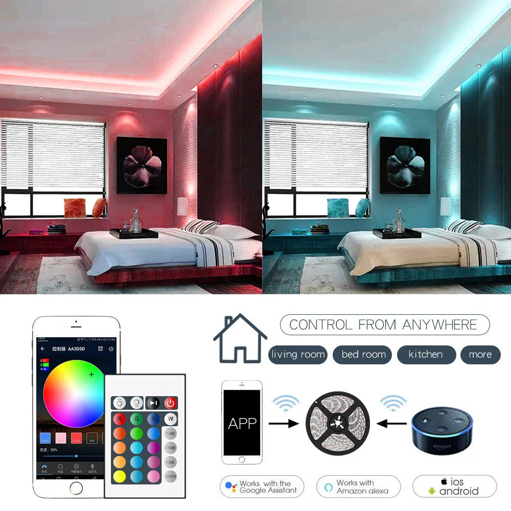 Premium RGB 5050 LED strip lights with vibrant colour options and versatile installation