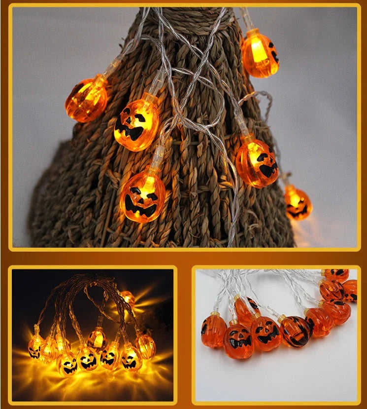 Spooktacular Halloween string lights with pumpkins, ghosts, and other festive decorations