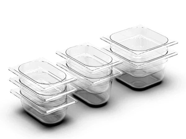 Bamboo cutting board with plastic storage trays for organizing and containing chopped food items