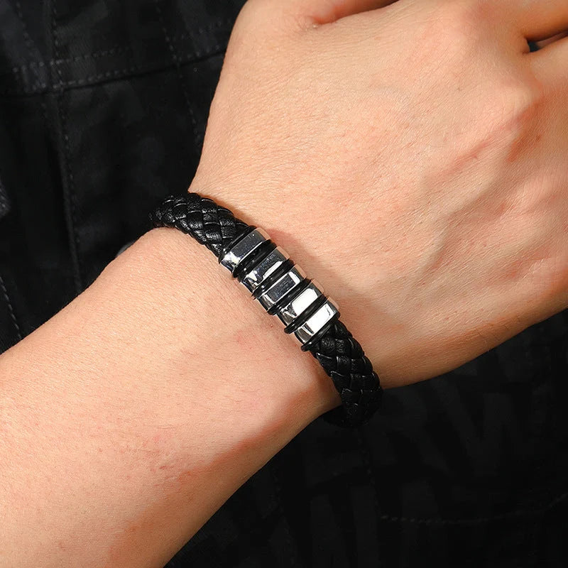 Handcrafted multi-layer leather woven bracelet in various colours