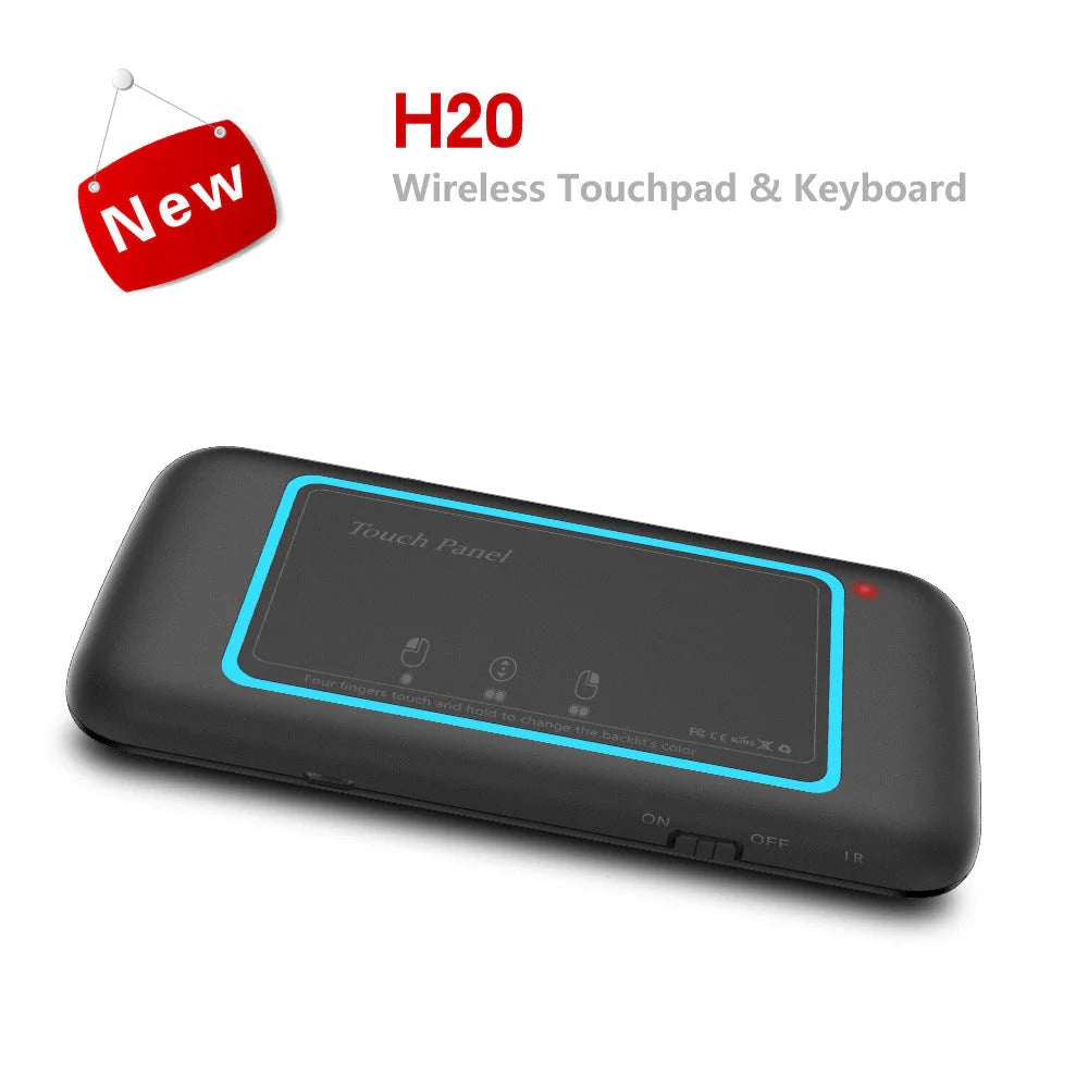 H20 Wireless Keyboard with Air Mouse Control, Backlit Keys, and Touchpad Panel