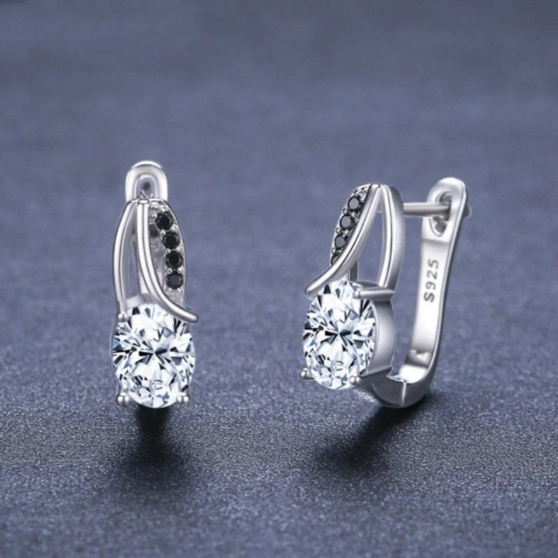 Stylish zircon rhinestone stud earrings in a classic copper finish