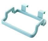 Versatile kitchen storage caddy that hangs discreetly behind cabinet doors, available in a variety of vibrant colours