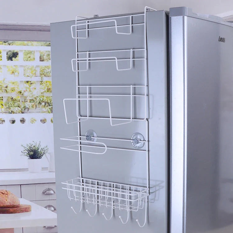 Premium metal refrigerator organiser with customisable shelves for efficient kitchen storage
