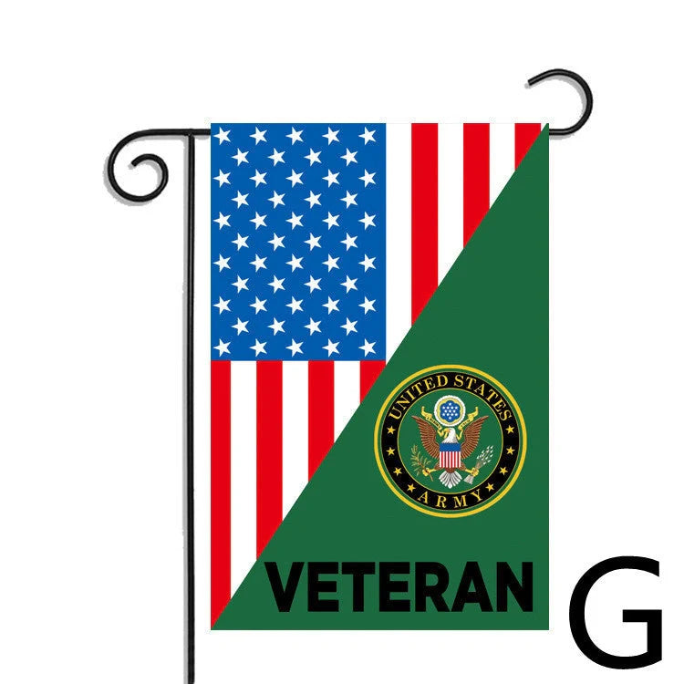 Patriotic polyester garden flag with American flag design, a tribute to British Veterans