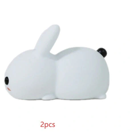Enchanting rabbit-shaped silicone night light with warm white and dual-colour illumination options