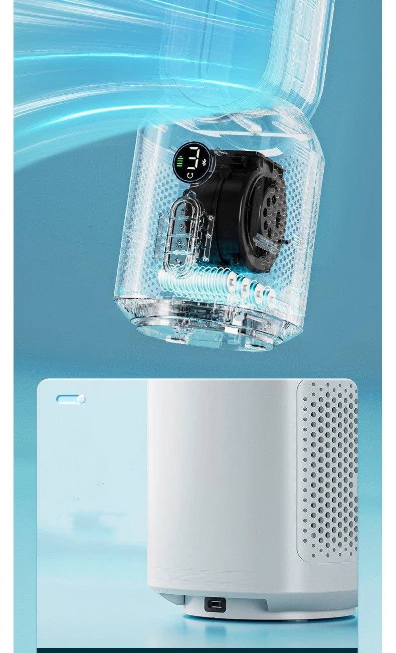 3-in-1 Bladeless Fan with Bluetooth Speaker and LED Night Light for Home Decoration