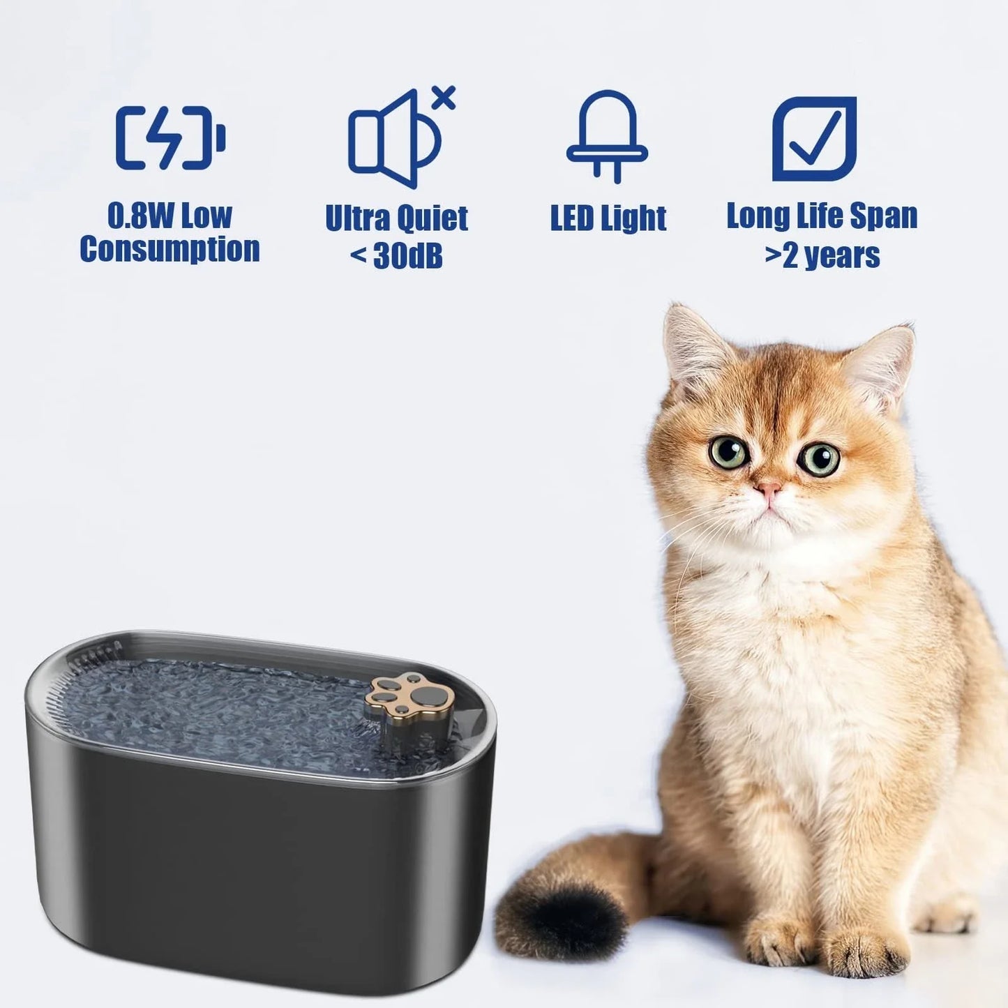 Quiet 3L Automatic Pet Water Fountain with LED Lights for Dogs and Cats - Premium Hydration Solution