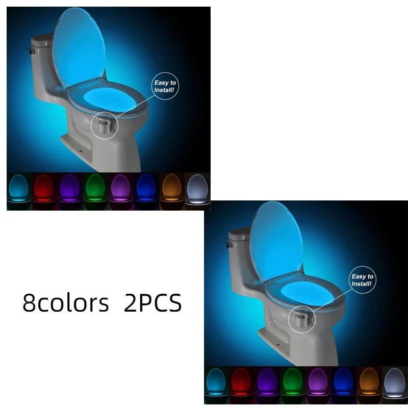 Toilet Induction LED Night Light with motion sensor, 8 colour options, and automatic on/off function for a hands-free, hygienic bathroom experience.