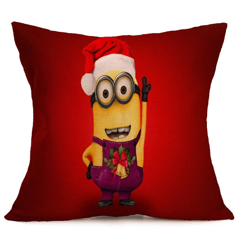 Festive Christmas-themed pillow covers in various patterns and styles, perfect for home or car decor