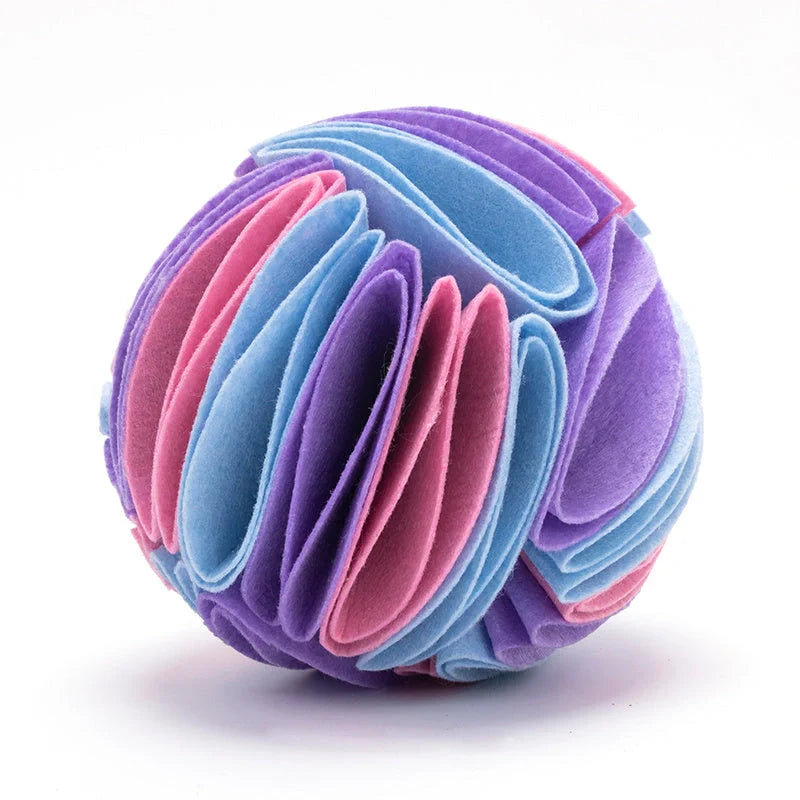 Foldable Dog Snuffle Ball in various colours for pet training and feeding