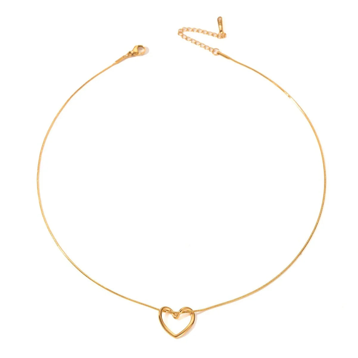 Titanium steel heart pendant necklace in gold and silver finishes, featuring an elegant and adjustable design for a customized fit