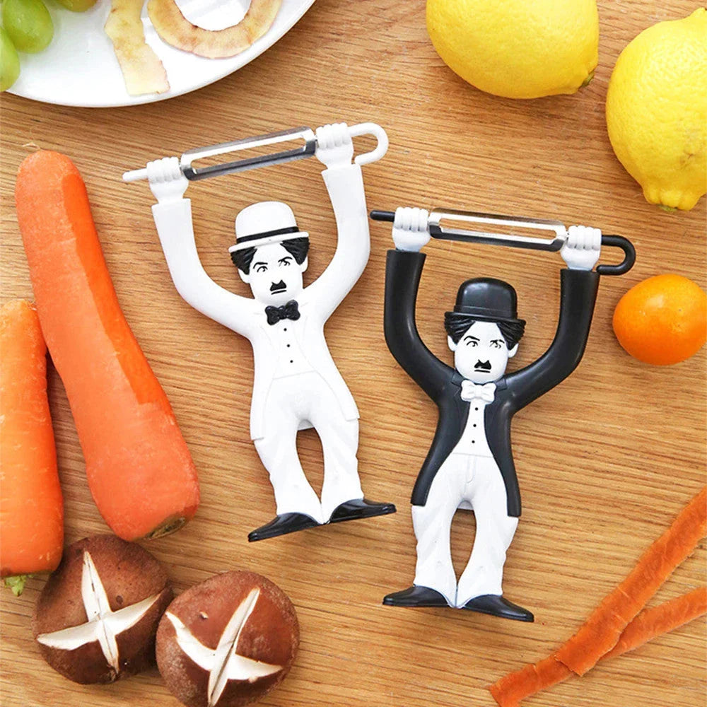 Stainless Steel Fruit and Vegetable Peeler with Playful Character Design - Ideal Kitchen Tool for Precise Peeling and Slicing