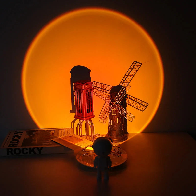 Rechargeable Astronaut Robot Rainbow Projection Sun Lamp with adjustable colours