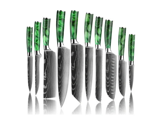 Premium 8-inch Chef Knife with elegant blue resin handle and stainless steel blade
