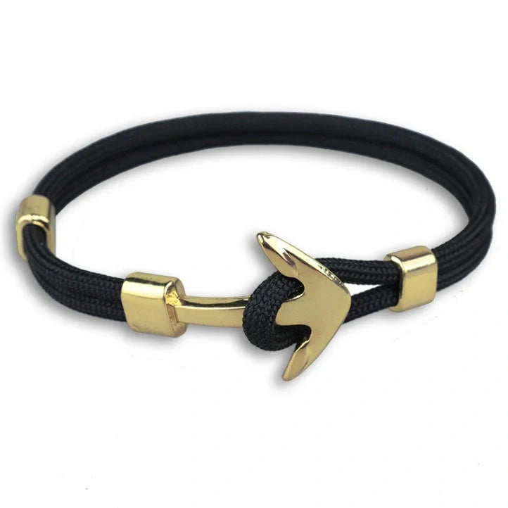 Anchor Bracelet featuring a nautical symbol on a cotton-linen rope
