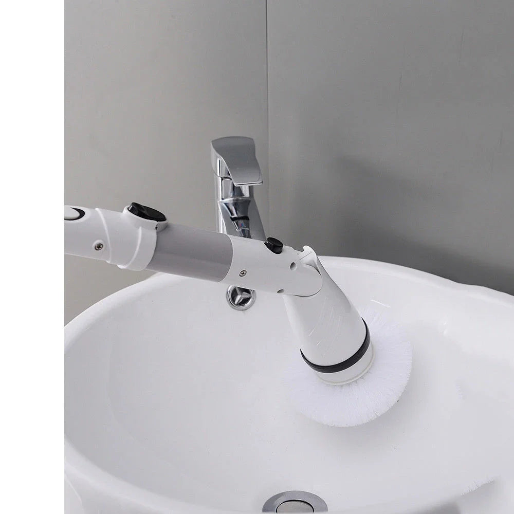 Versatile wireless electric cleaning brush with long retractable handle, suitable for cleaning tough stains and hard-to-reach areas in the home and car