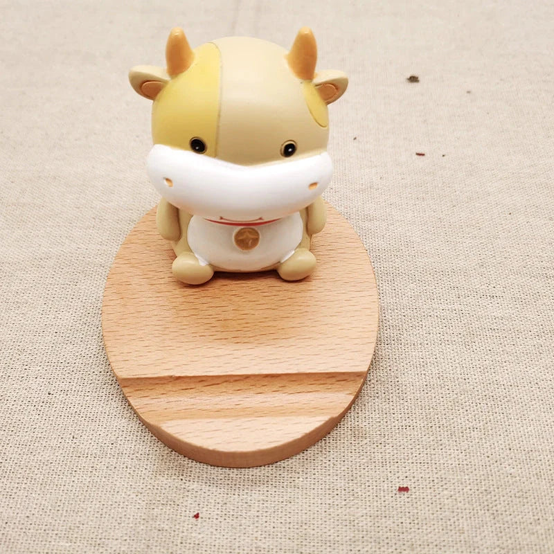 Custom beech wood lazy phone holder with personal lettering for desk organisation
