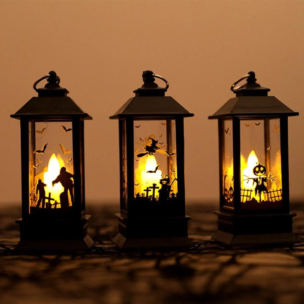 Enchanting Halloween pumpkin lamp with intricate design and warm LED lighting, perfect for seasonal decor