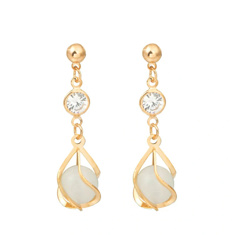 Crystal opal water drop earrings with electroplated finish in various colors