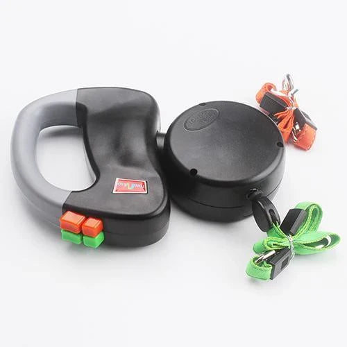 Premium retractable dual dog walking leash made of durable nylon material, offering hands-free control and adjustable length for dogs of all sizes.
