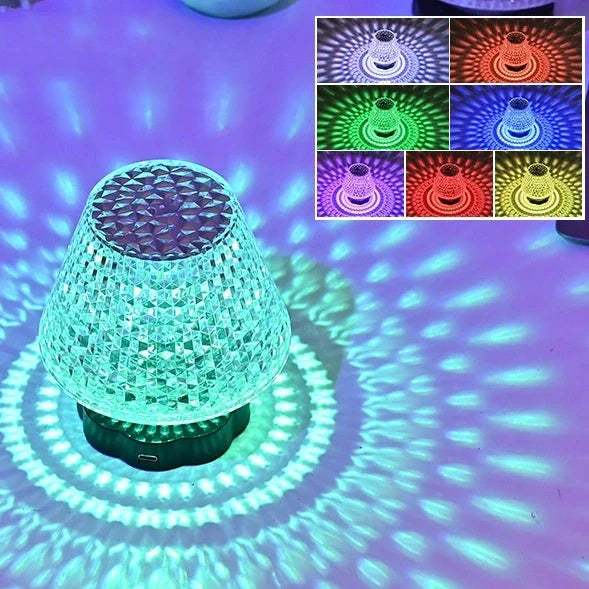 Diamond crystal table lamp with USB touch sensor and dimmable LED light