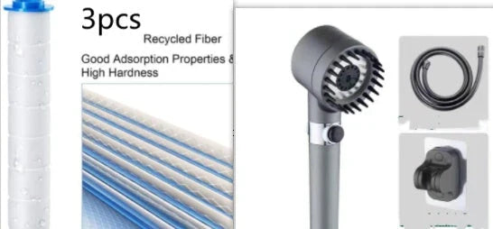Premium 3-mode high-pressure shower head with detachable filter, made of durable ABS material for a relaxing and refreshing shower experience.