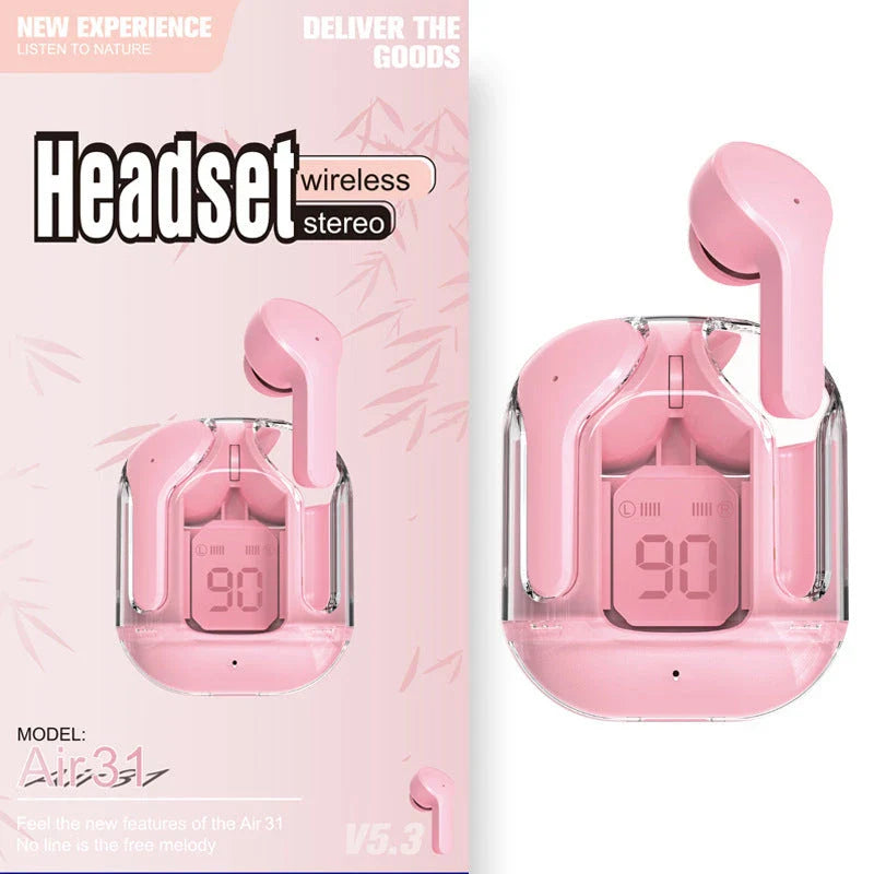 Premium true wireless Bluetooth 5.3 earbuds with digital display, noise reduction, and long battery life.