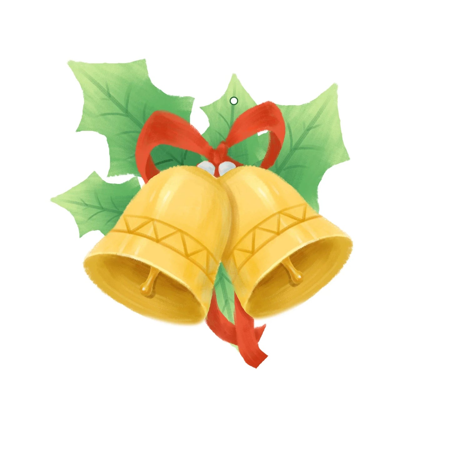 Festive car ornament hanging from rearview mirror with Christmas designs