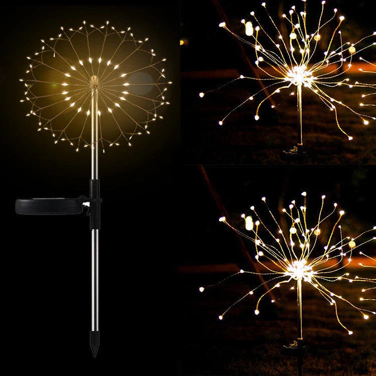 Radiant Solar-Powered Outdoor Fireworks Lights with dazzling LED display in various shapes and colours