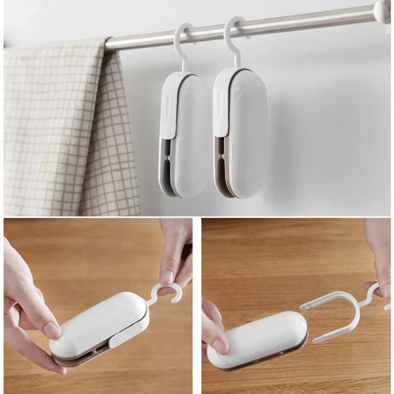 Mini Sealer Portable Heat Sealer in grey and brown for sealing snack bags and plastic packaging