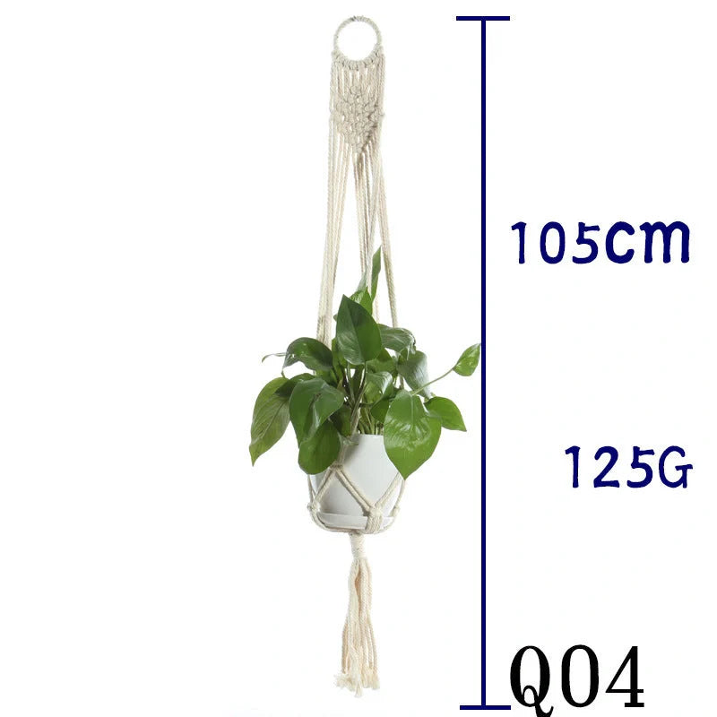 Stylish hanging cotton rope plant holder for indoor and outdoor decoration