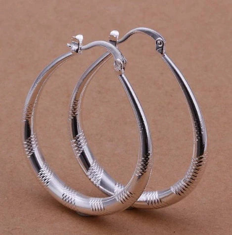 Stylish silver hoop earrings with a unique blend of European and American design, crafted from premium copper and 925 sterling silver plating