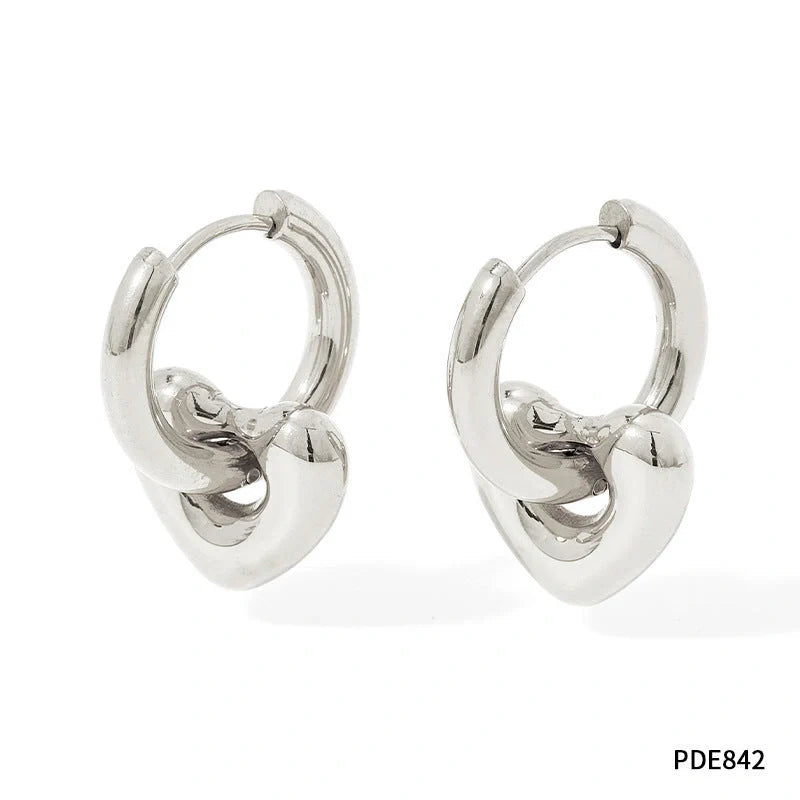 Elegant stainless steel earrings with a glossy finish, available in classic gold and silver tones.