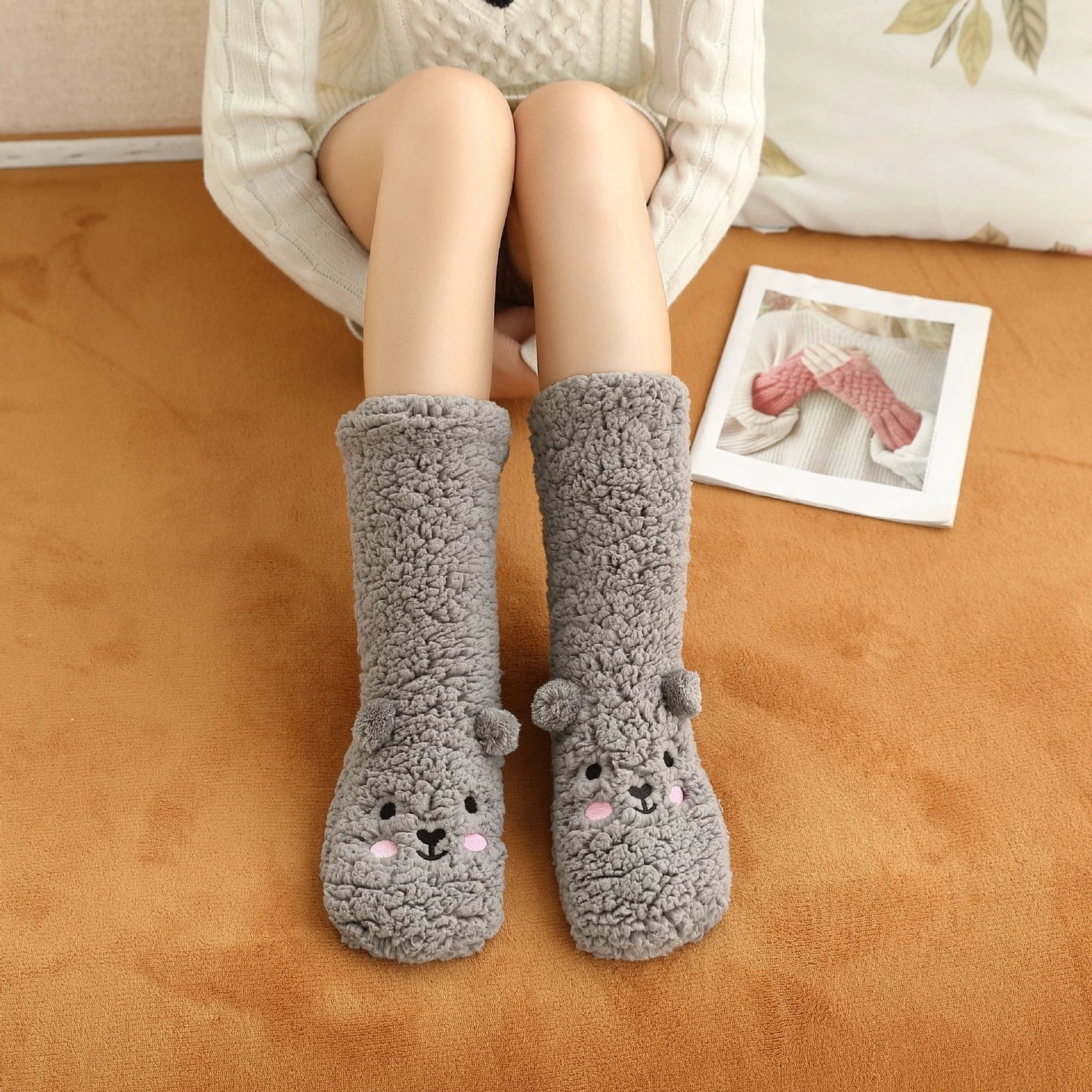 Cozy winter socks with soft, plush coral fleece lining for maximum comfort and warmth
