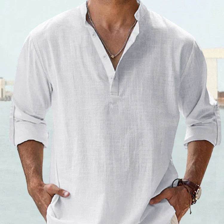 Stylish men's cotton linen shirt in various colours, perfect for casual wear