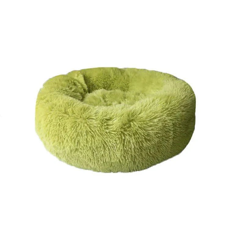 Cosy round plush cat mattress for winter warmth, available in various colours and sizes