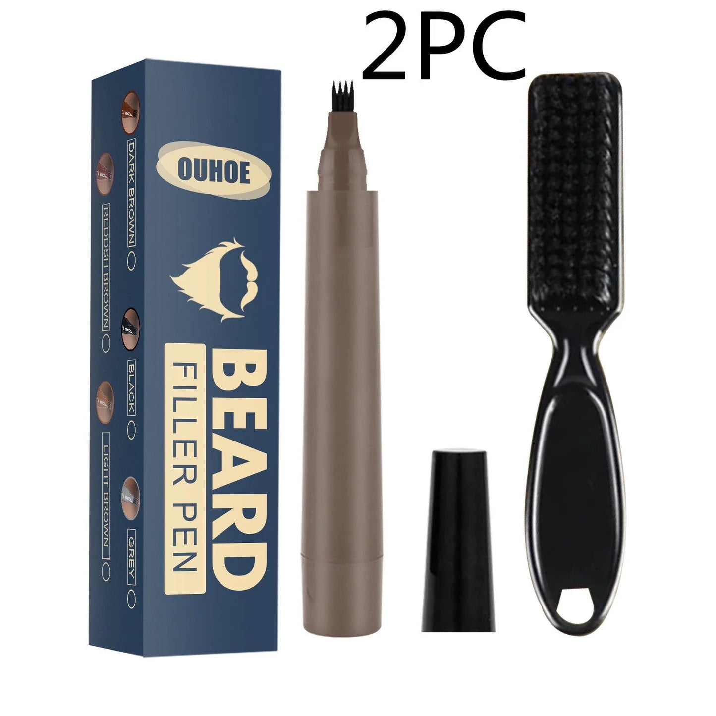 Beard Filler Pencil Kit for Men - Barber-Style Facial Hair Styling Brush and Concealer