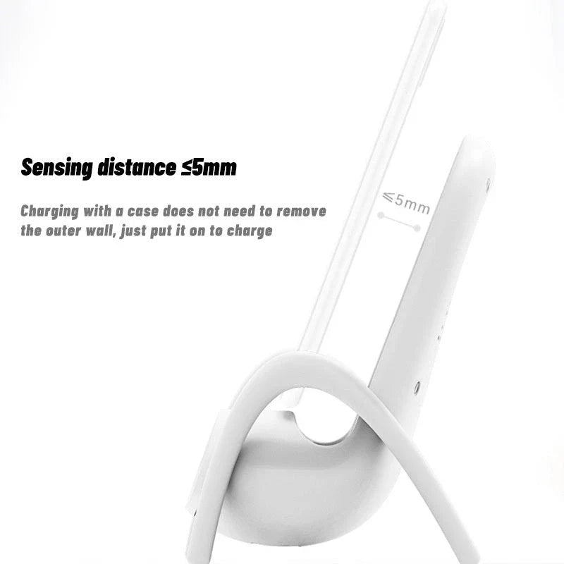 Premium wireless charging station with stylish phone stand in white and black colours