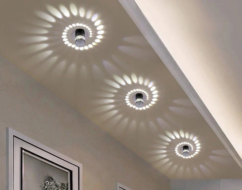 Colorful LED wall lights with a spiral design, featuring a wireless remote control for adjusting the vibrant color-changing display.