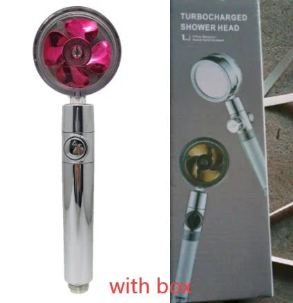 360-degree rotating high-pressure shower head with built-in fan and adjustable water spray