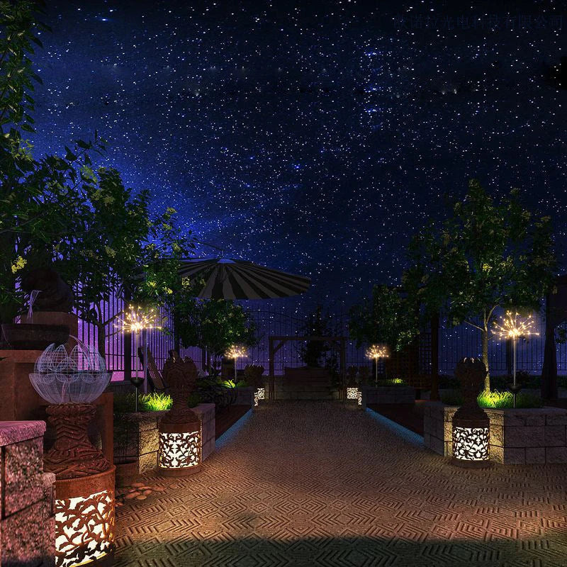Radiant Solar-Powered Outdoor Fireworks Lights with dazzling LED display in various shapes and colours
