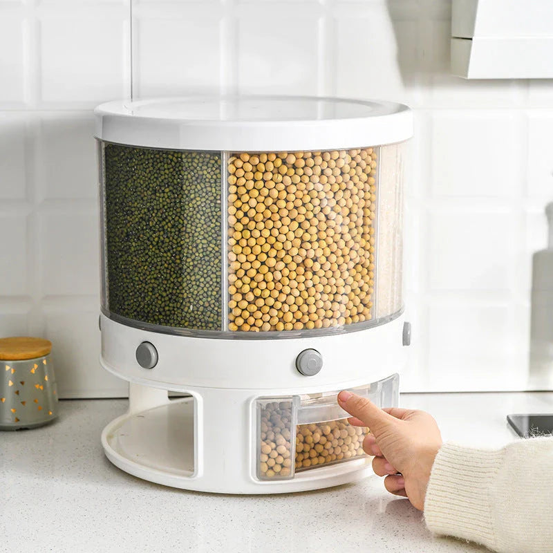 Versatile Food Storage Tank with Rotating Divider - keep grains, rice, and other pantry items fresh and neatly organised in your kitchen